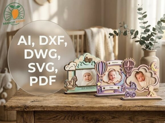 3D Baby Photo Frame Laser Cut File Bundle