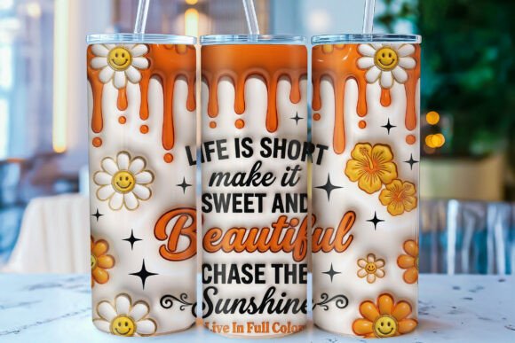 3D Inflated Motivational Floral Tumbler: A Unique Digital Design Option