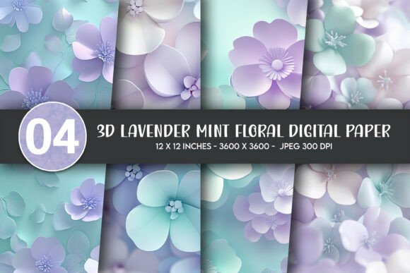 3D Lavender Mint Floral Digital Paper: A Versatile Design for Creative Projects