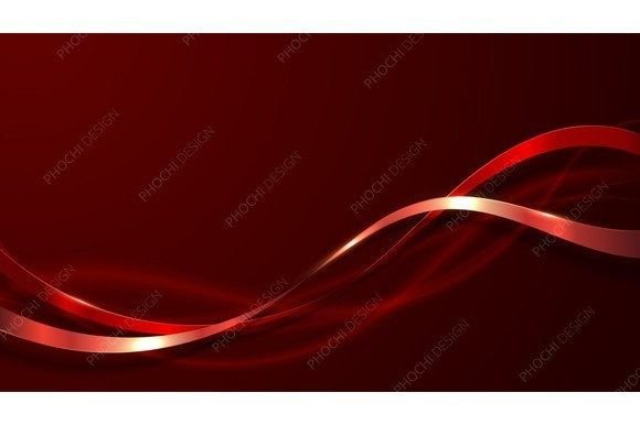 Abstract 3D Luxury Red Ribbon Wave Line
