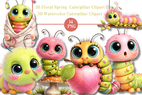 Bringing Spring to Life with 3D Floral Spring Caterpillar Clipart