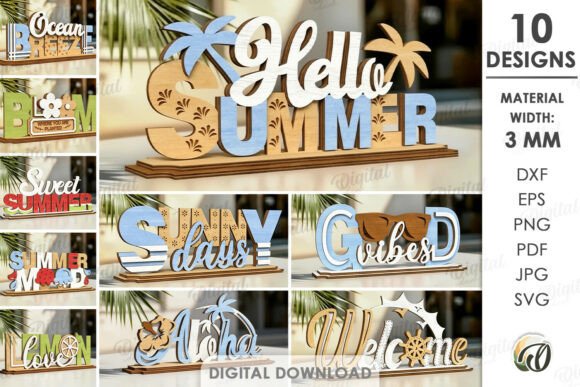 Crafting Custom Decor with the 3D Summer Table Signs Bundle Laser Cut Collection