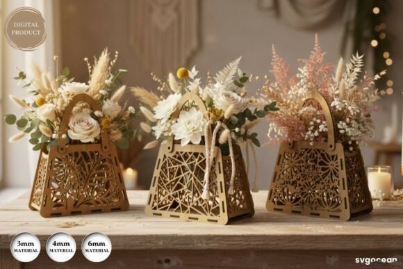 Crafting Elegant Decor with the 3D Flower Basket Laser Cut Bundle