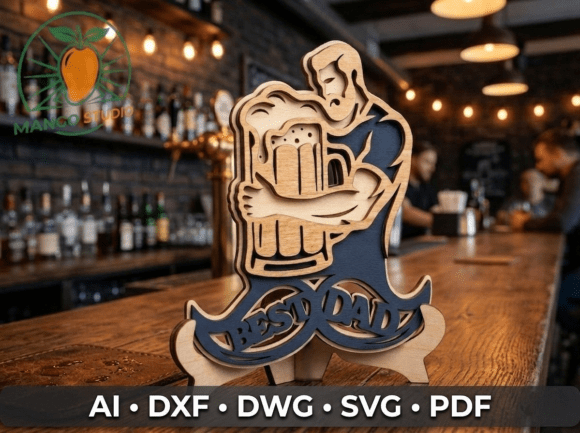 Crafting the Perfect Tribute: The 3D Layered Best Dad Beer 3mm Laser Cut Design
