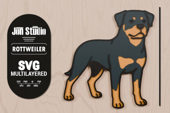 Elevating Modern Craft with 3D SVG Rottweiler Multilayered Papercut Designs