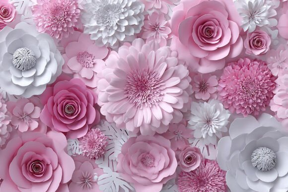 Elevating Visual Projects with a 3D Paper Flower Pink White Background