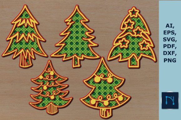 Multi Layer 3D Christmas Tree SVG Bundle