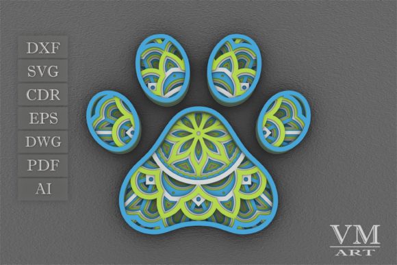 Pet Paw 3D Layered Paper Cut, Dog Paw 3D: A Unique Digital Design for Creative Projects