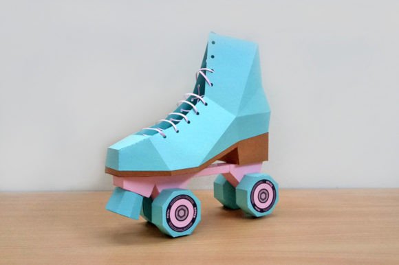 Retro Roller Skate 3D Paper Sculpture Craft