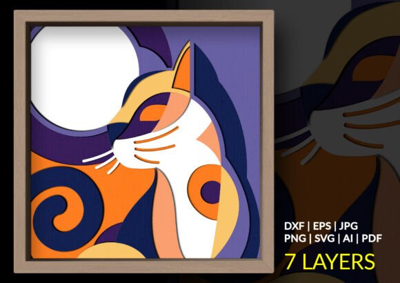 Strategic Design Decisions: Leveraging the Modern Abstract Cat Moon 3D Shadow Box for Brand and Creative Impact