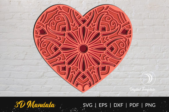 Unlock Depth with the 3D Heart Layered Mandala SVG