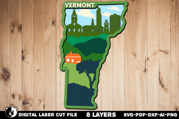 Vermont SVG: 3D Layered Laser Cut File for CNC Projects